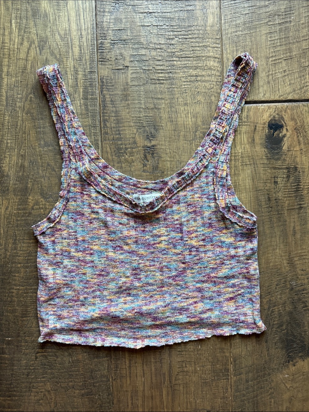 Urban Outfitters Pink-Mix Ribbed Multicolor Crop Tank